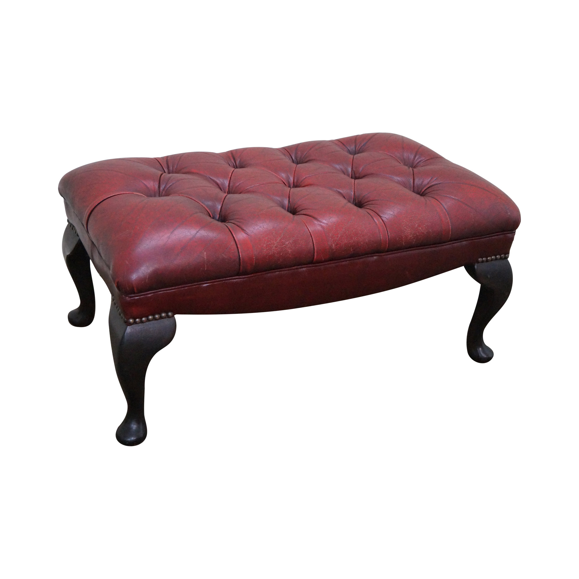 Tufted Oxblood Leather Chesterfield Ottoman Chairish Tufted Oxblood Leather Chesterfield Ottoman Chairish